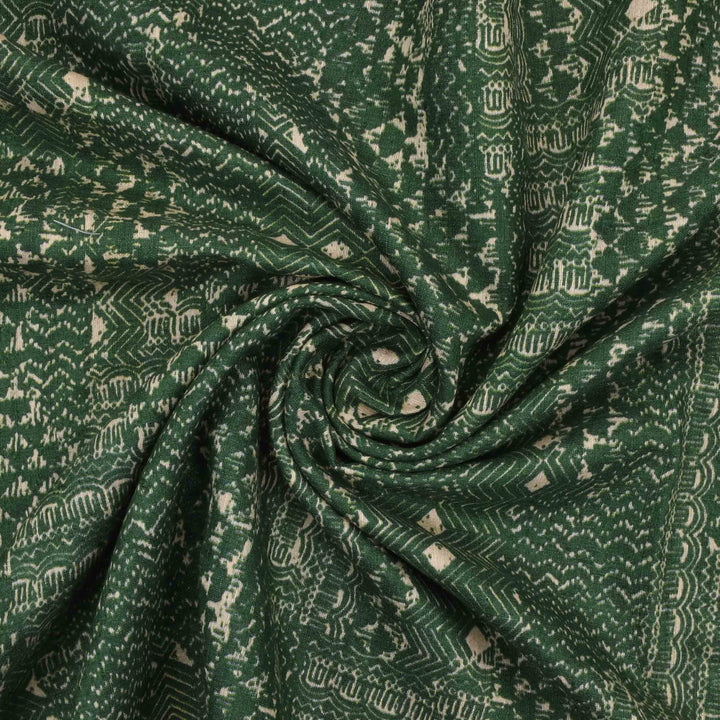 Hunter Green Printed Matka Fabric