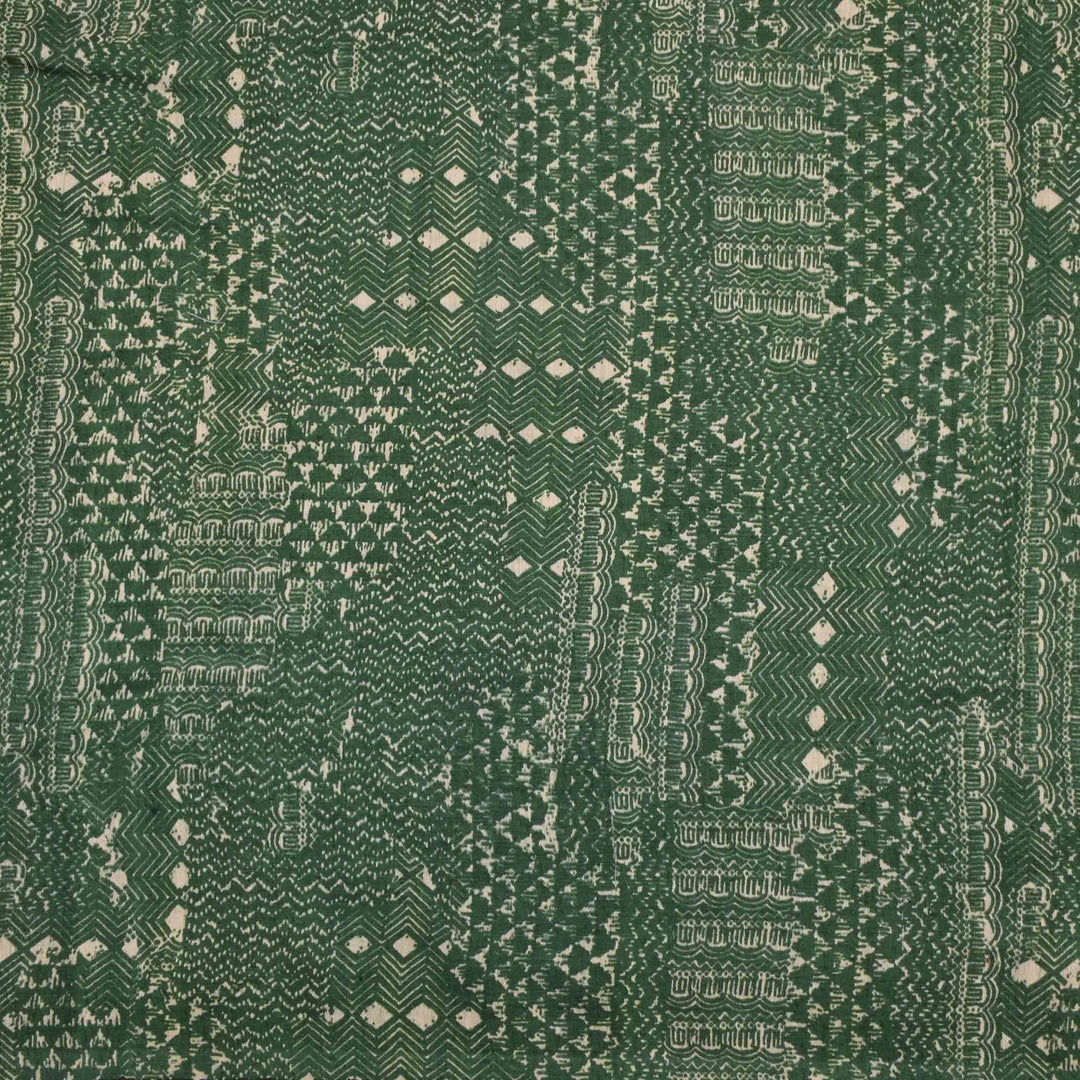 Hunter Green Printed Matka Fabric