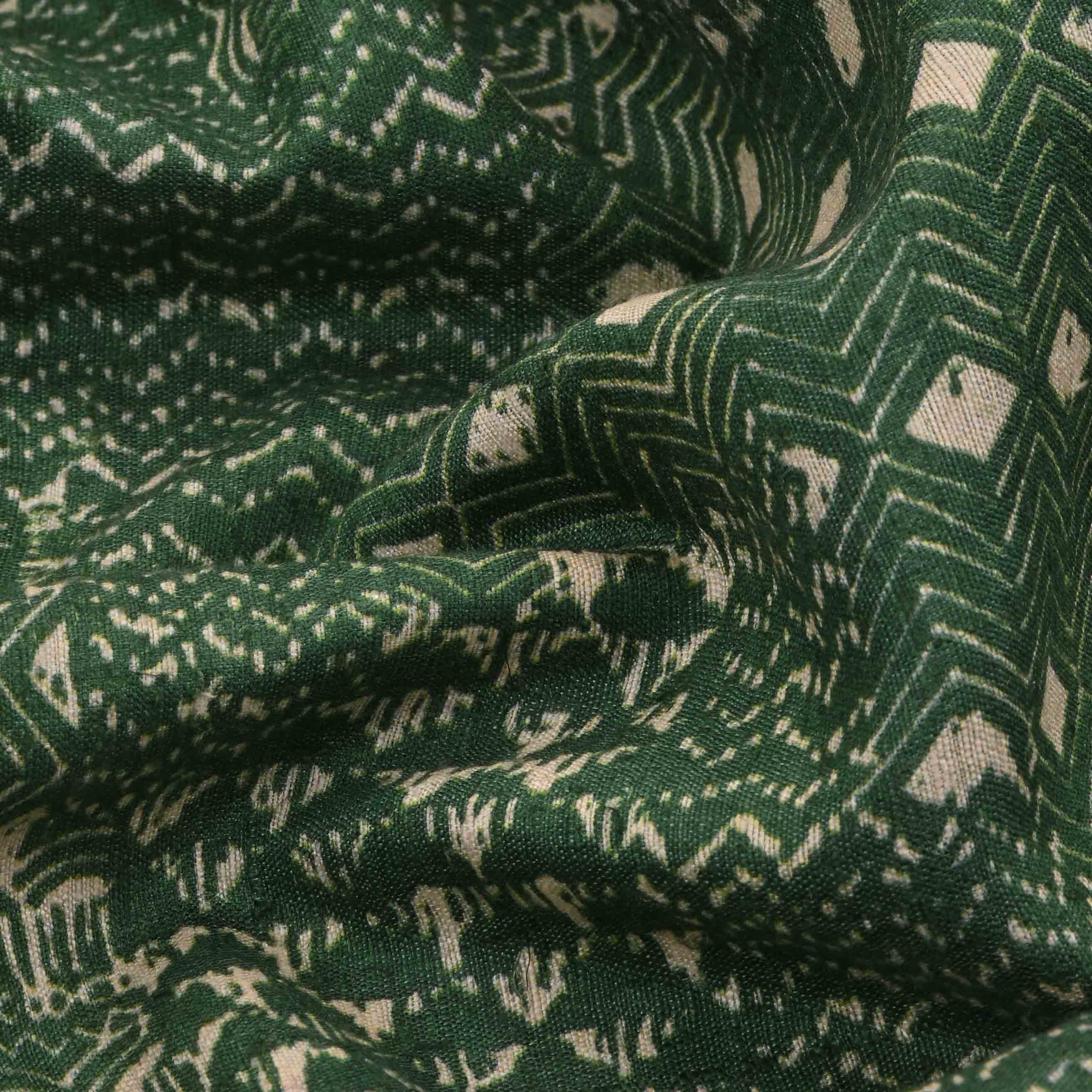 Hunter Green Printed Matka Fabric