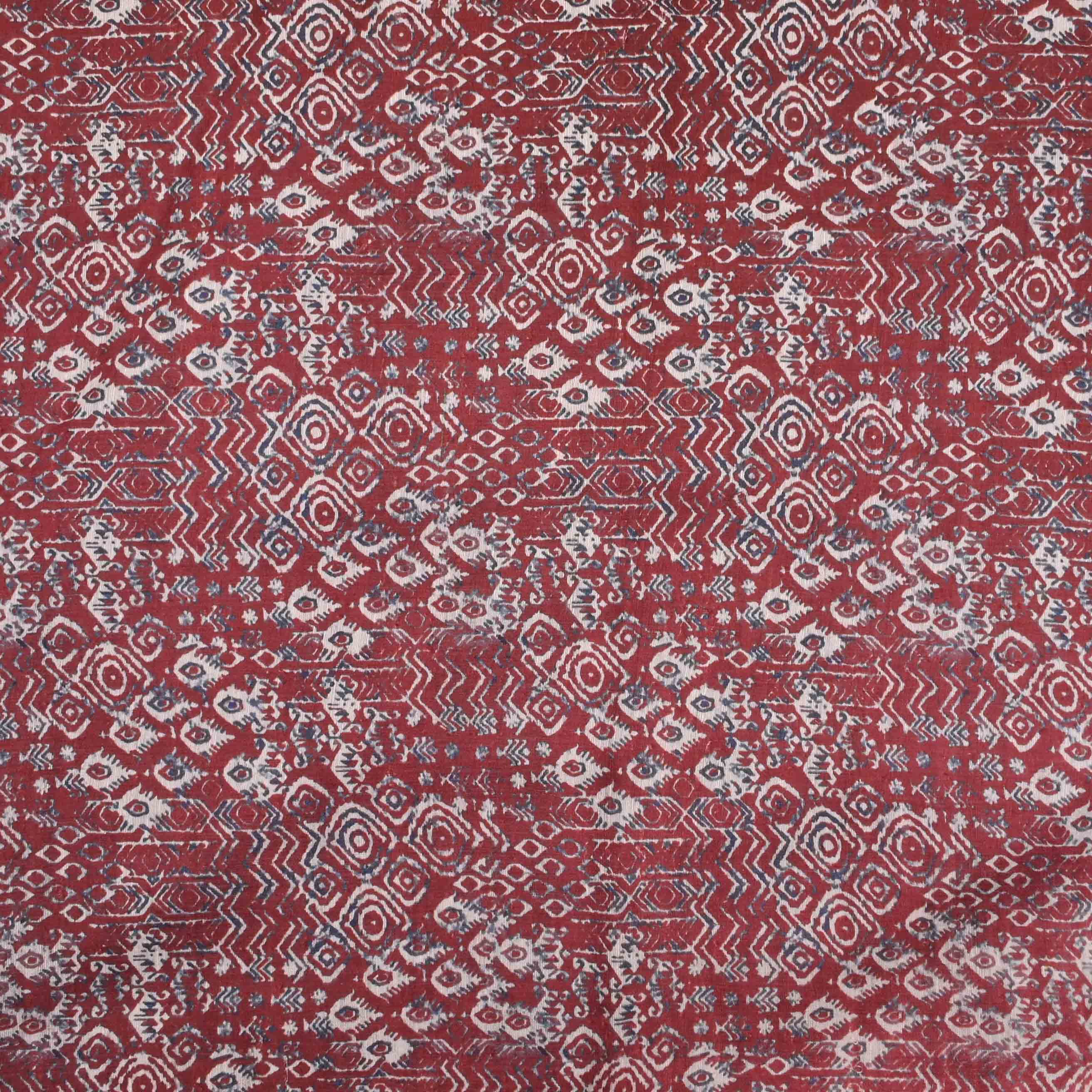 Faded Maroon Printed Matka Fabric