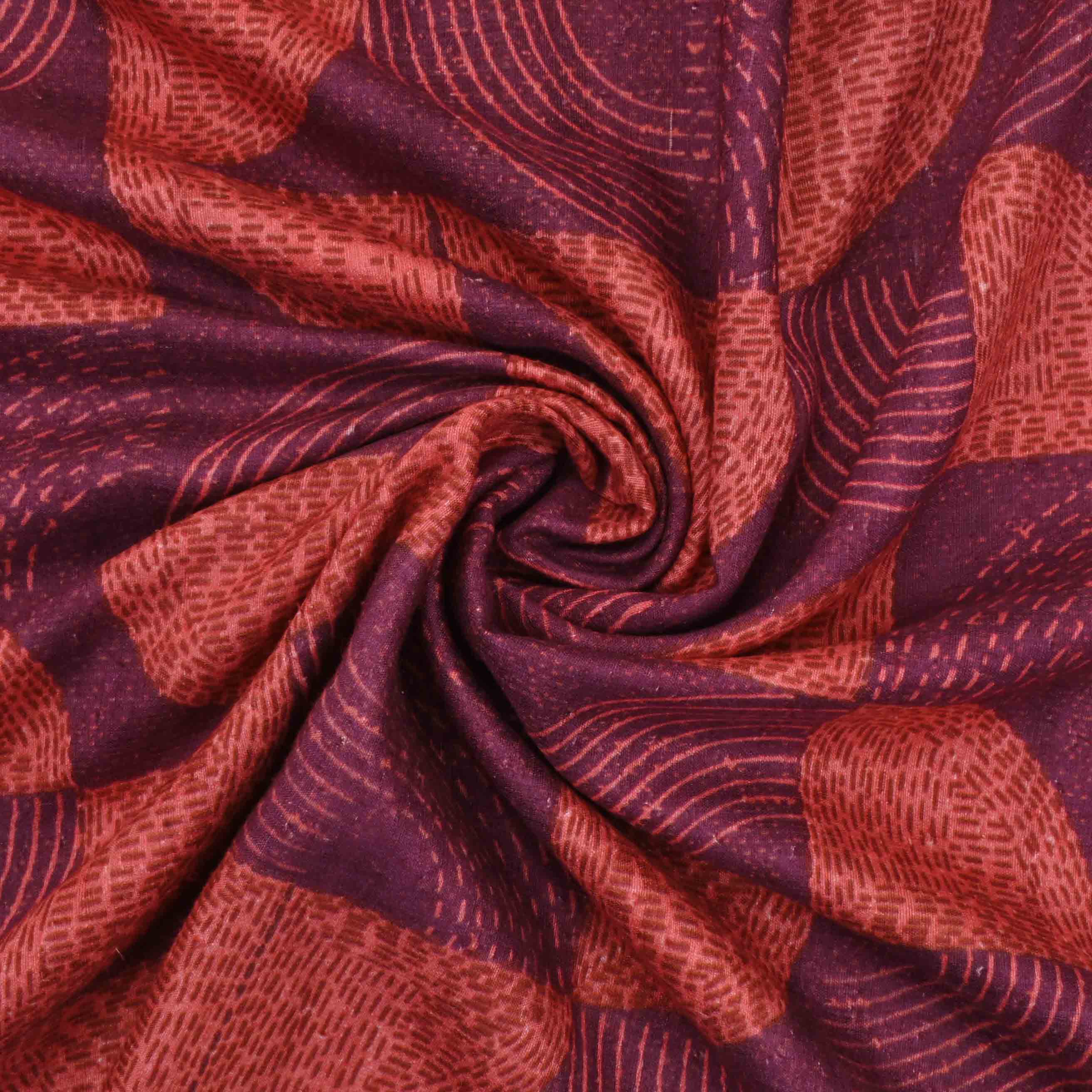 Rich Maroon Printed Matka Fabric