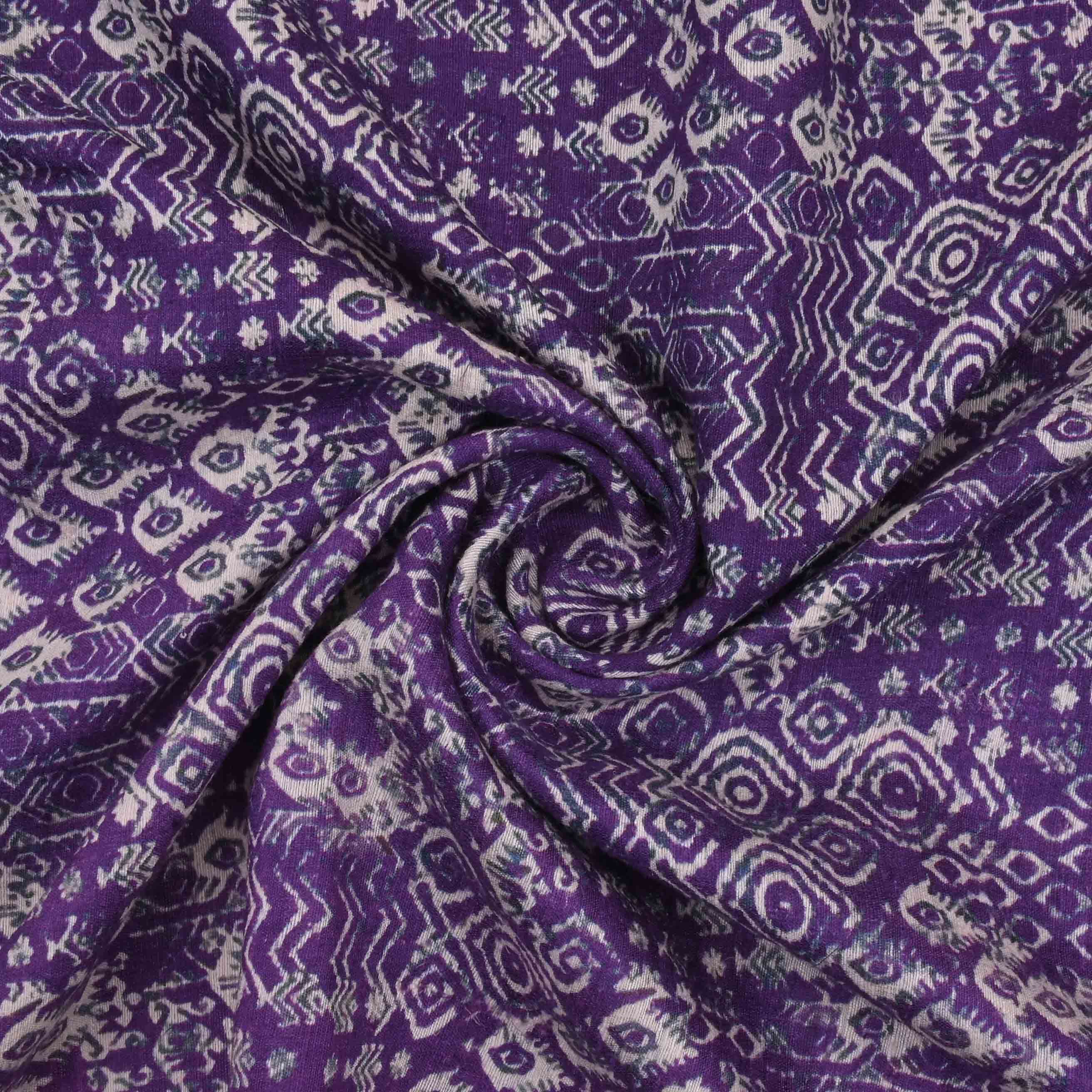 Rebecca Purple Printed Matka Fabric