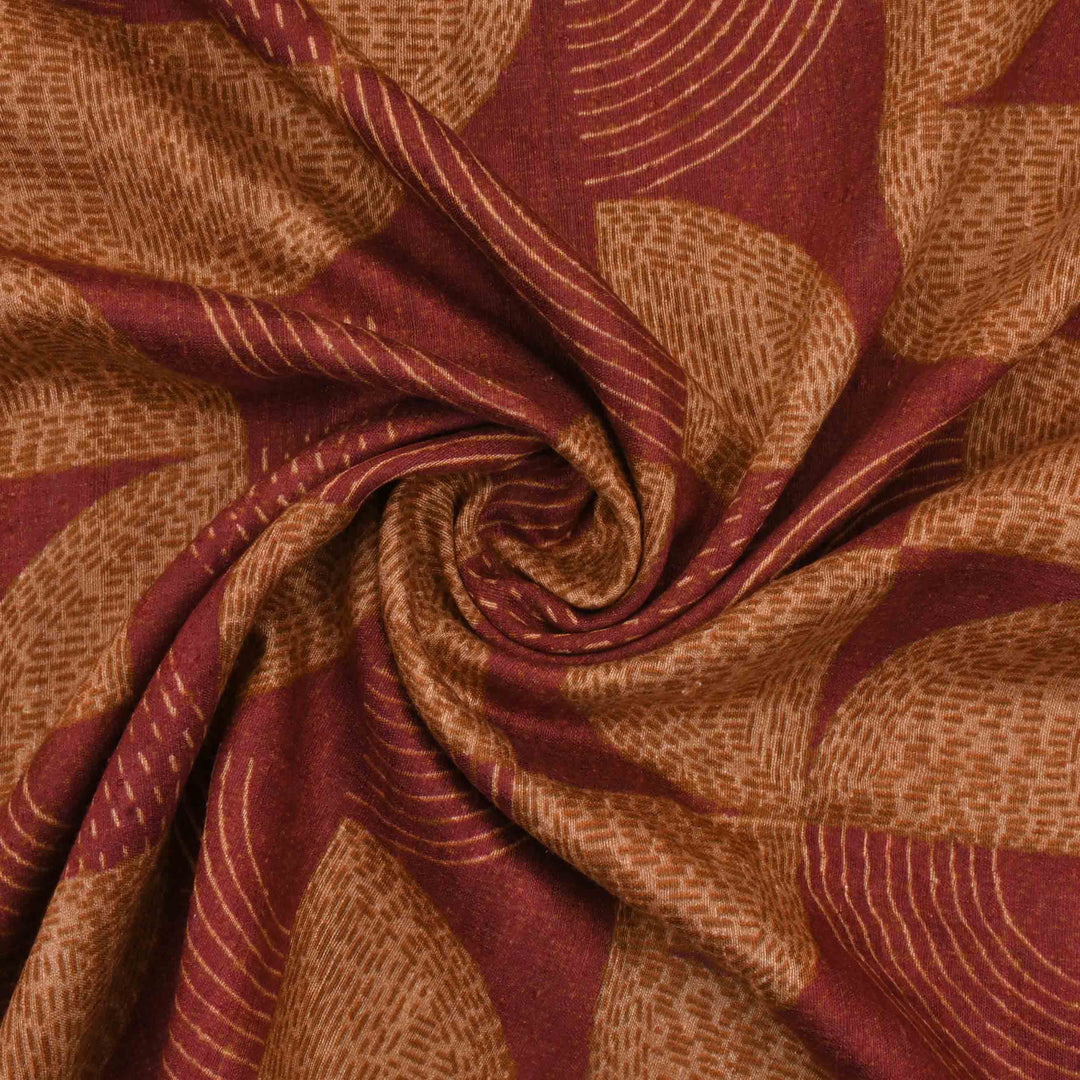 Auburn Brown Printed Matka Fabric
