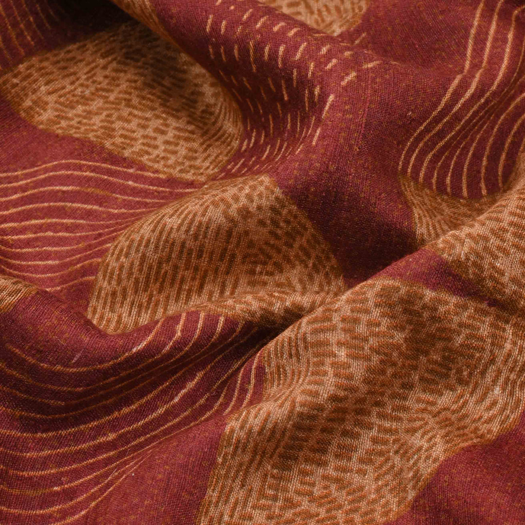 Auburn Brown Printed Matka Fabric