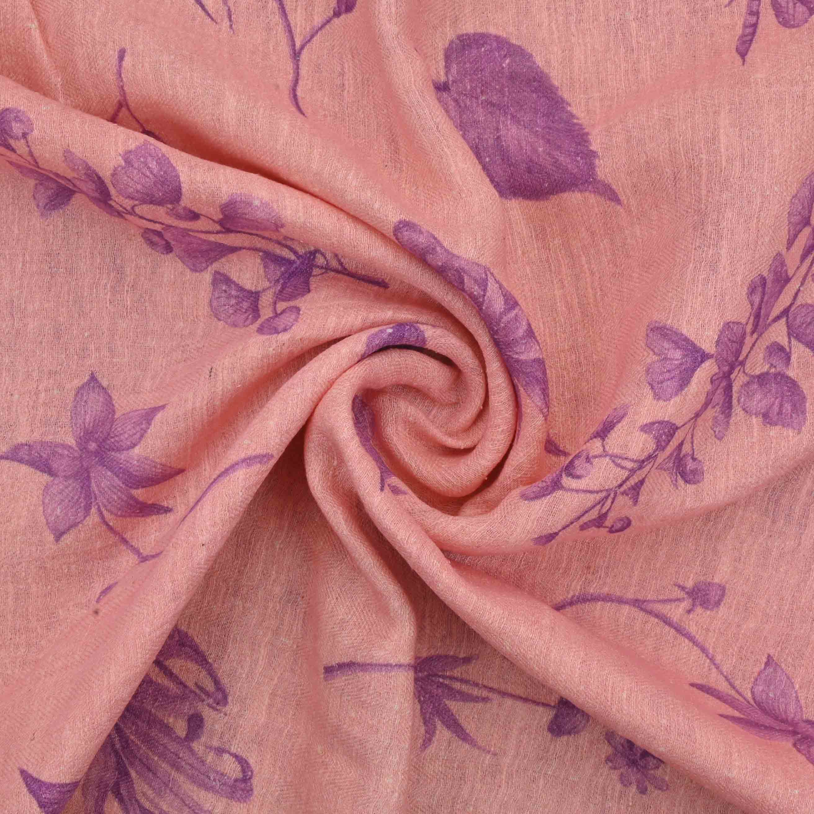 Tea Rose Pink Printed Matka Fabric