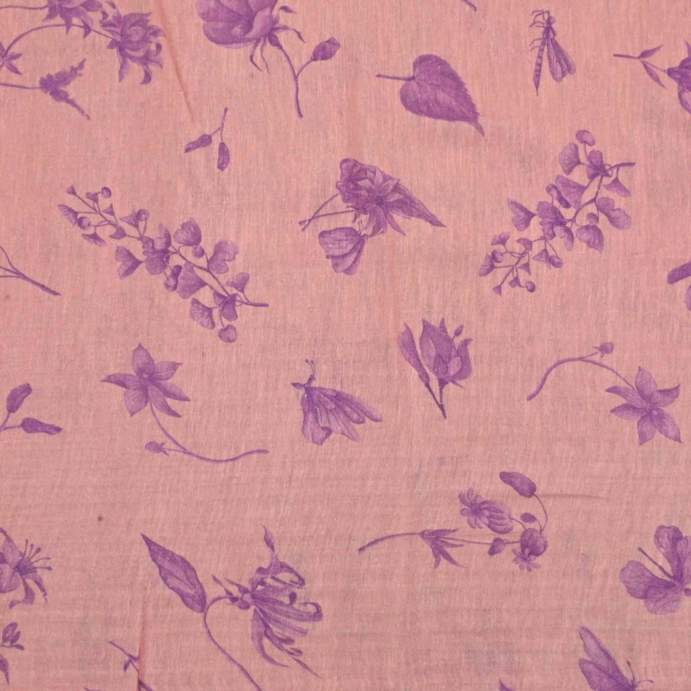 Tea Rose Pink Printed Matka Fabric