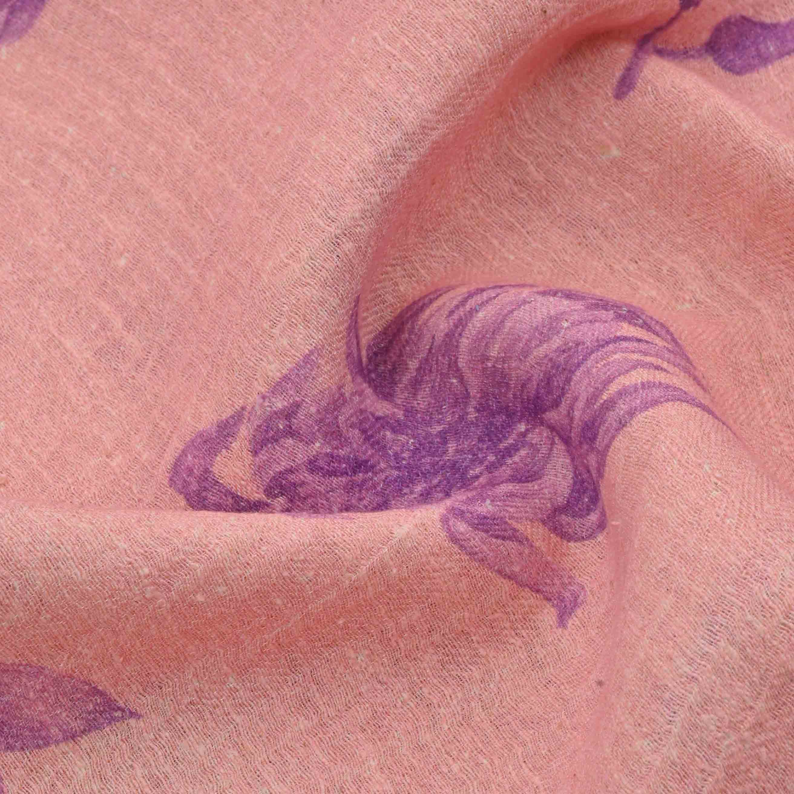 Tea Rose Pink Printed Matka Fabric