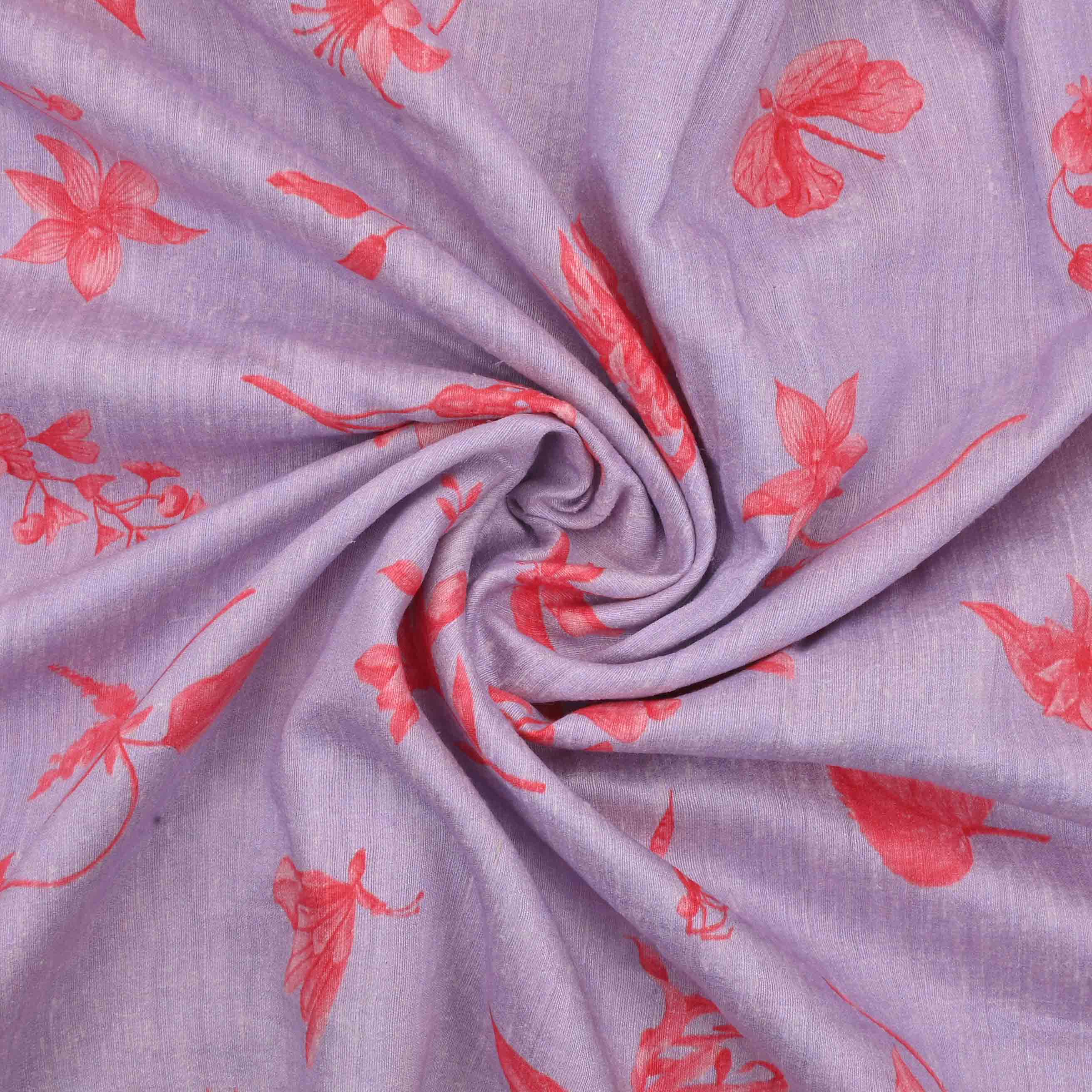 Thistle Purple Printed Matka Fabric