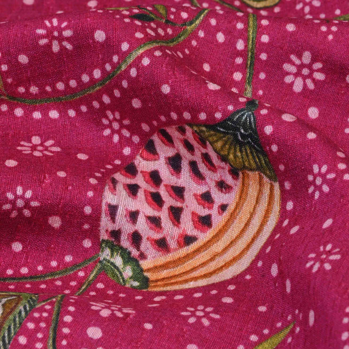 Cherry Pink Printed Matka Fabric