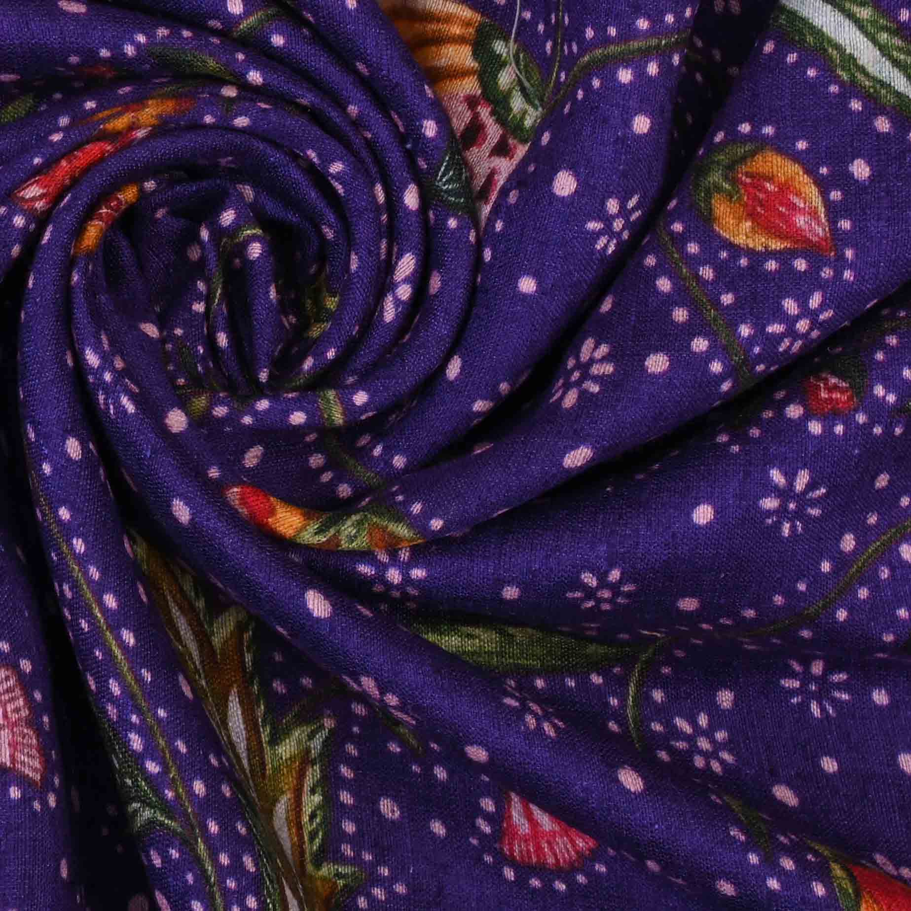 Northwestern Purple Printed Matka Fabric