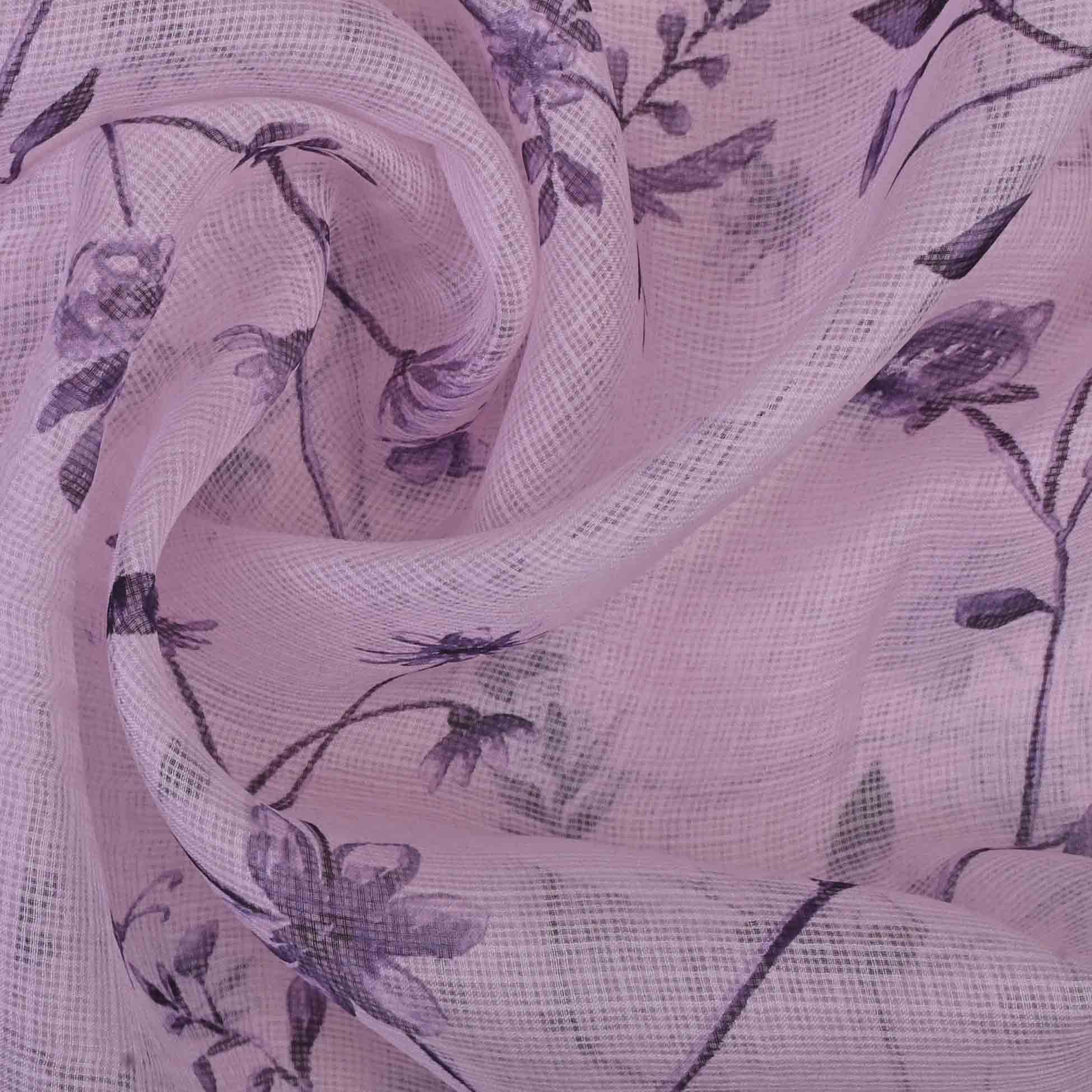 Thistle Purple Printed Kota Fabric