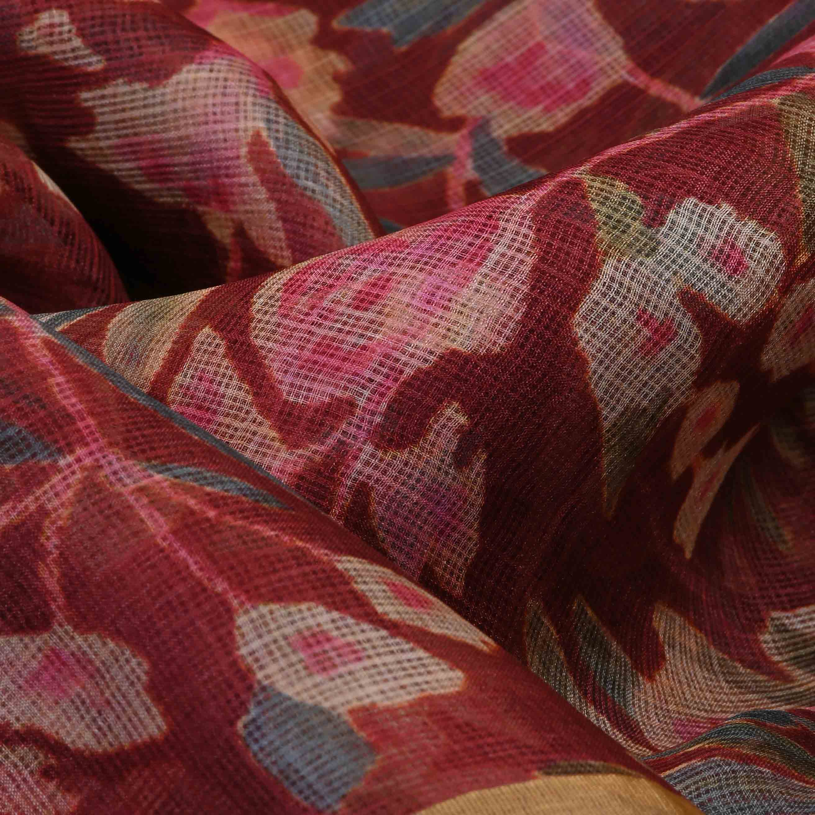 Auburn Red Printed Kota Fabric