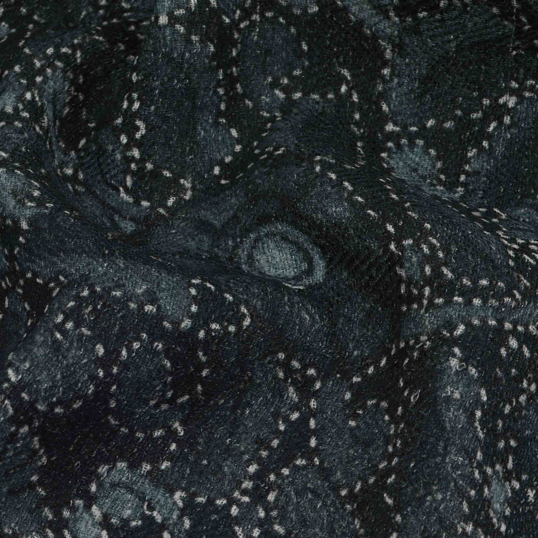 Dark Jungle Green Floral Printed Matka Fabric