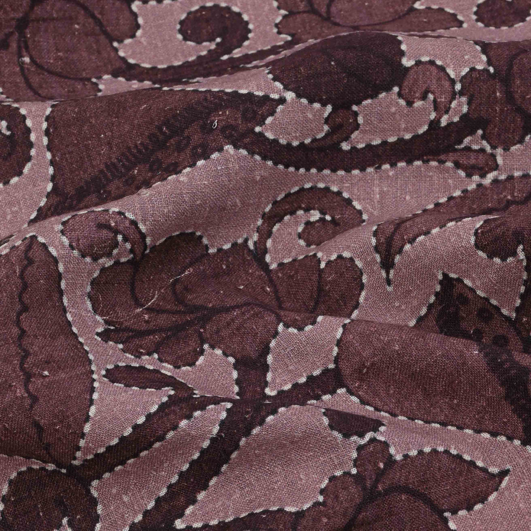 Careys Pink Floral Printed Rawsilk Fabric