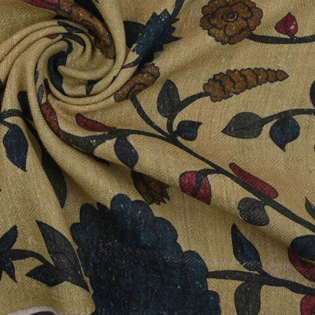 Sand Yellow Printed Matka Fabric