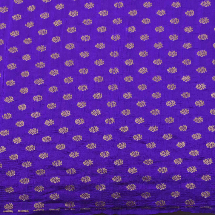 Dark Violet Raw Silk Fabric With Zari Weaving