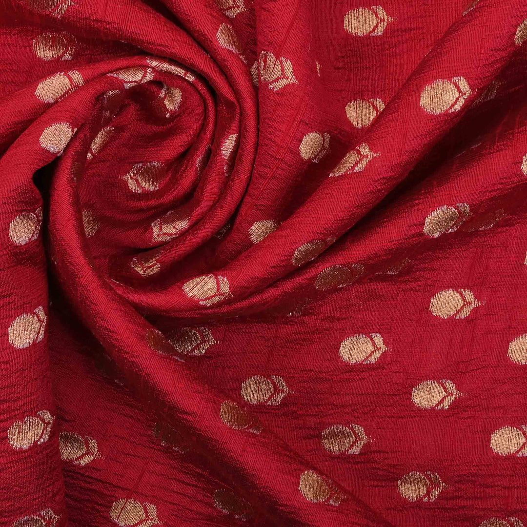 Classic Maroon Raw Silk Fabric With Zari Weaving