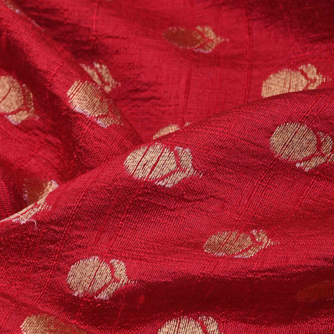 Classic Maroon Raw Silk Fabric With Zari Weaving