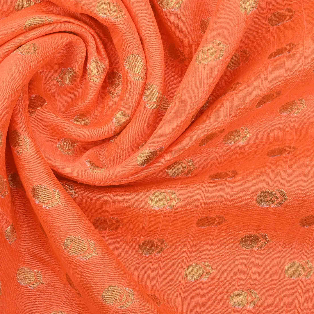 Pumpkin Orange Raw Silk Fabric
