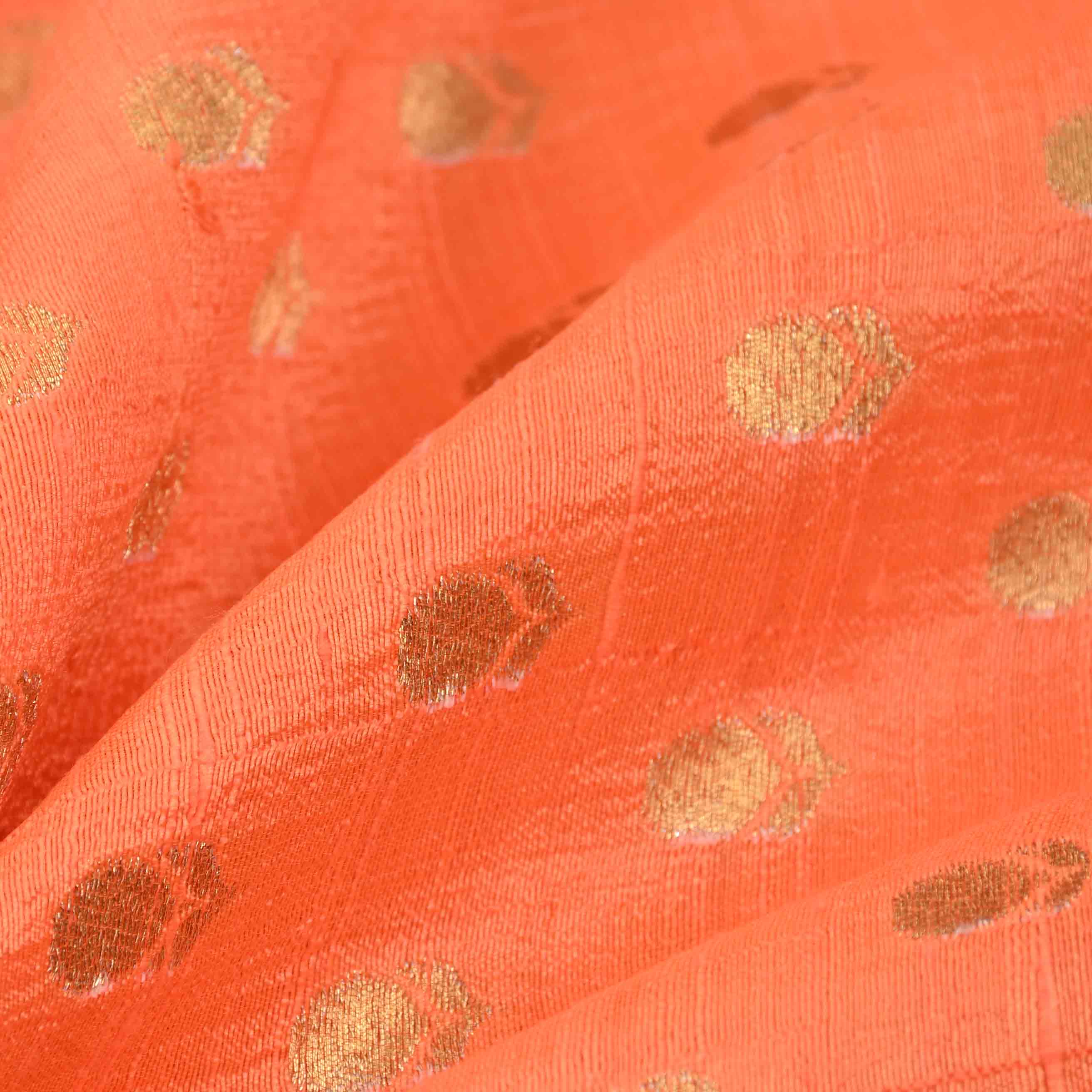 Pumpkin Orange Raw Silk Fabric