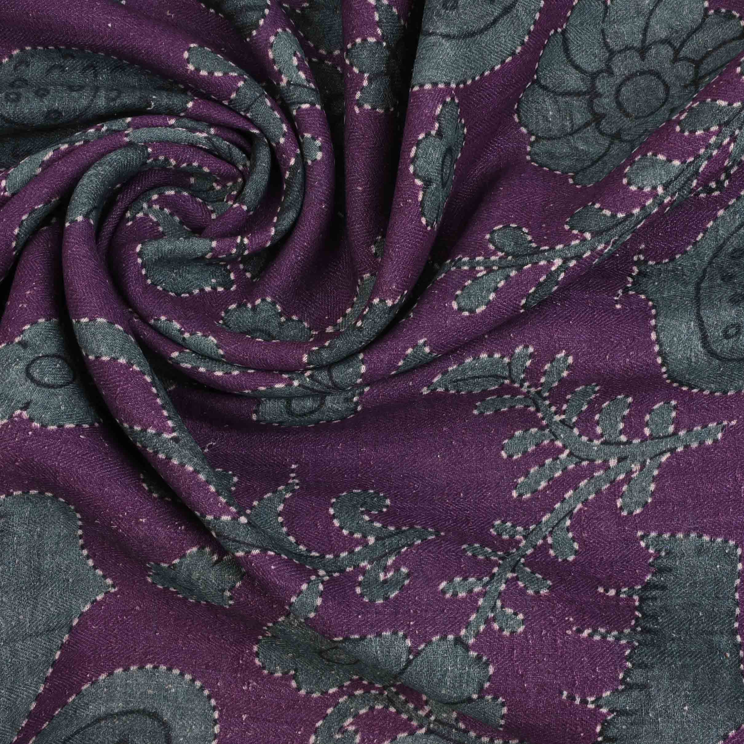 Palatinate Purple Printed Linen Fabric With Floral Pattern