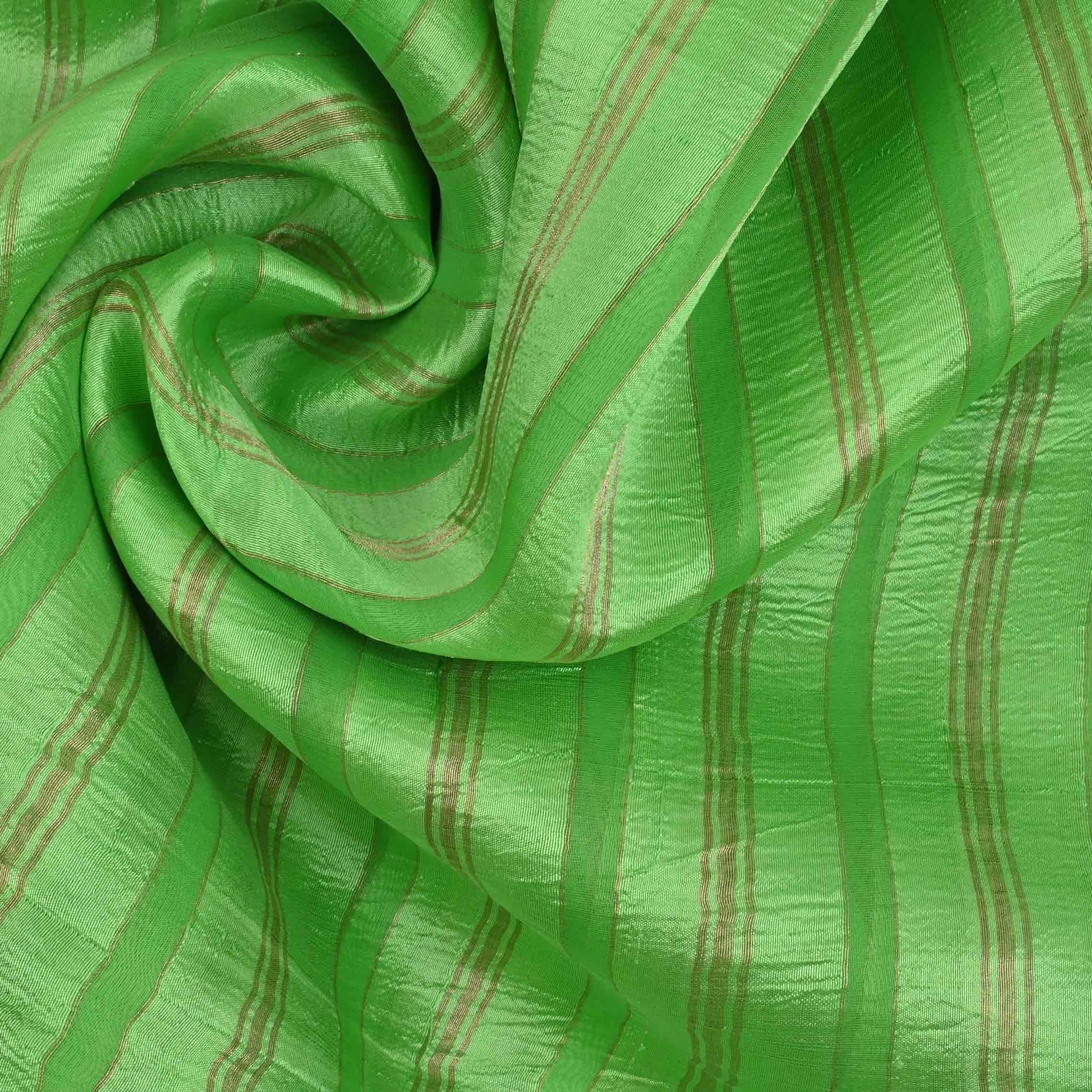 Mantis Green Upadda Fabric With Stripes Pattern