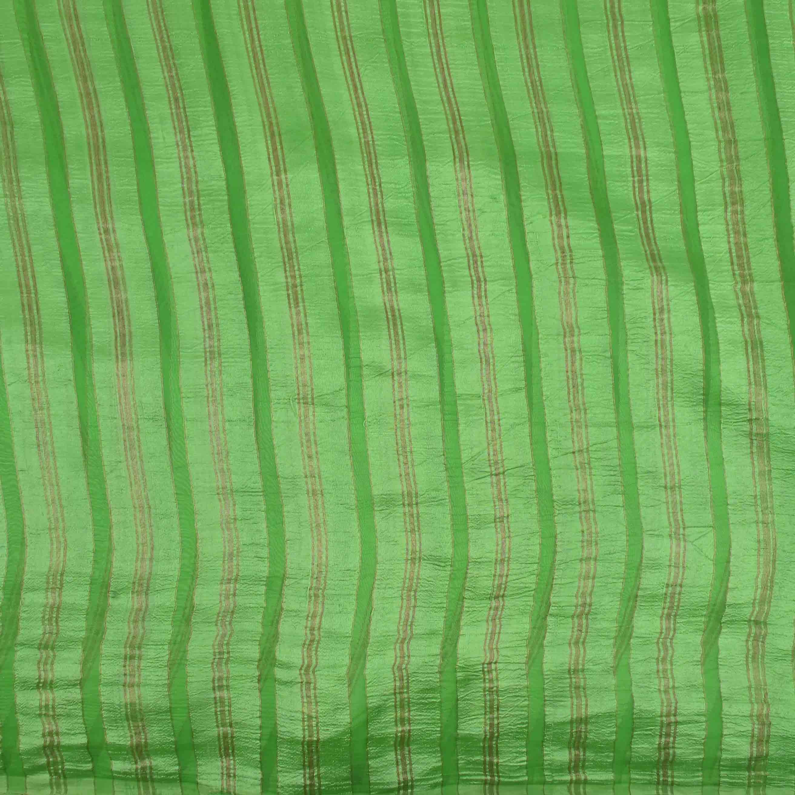 Mantis Green Upadda Fabric With Stripes Pattern