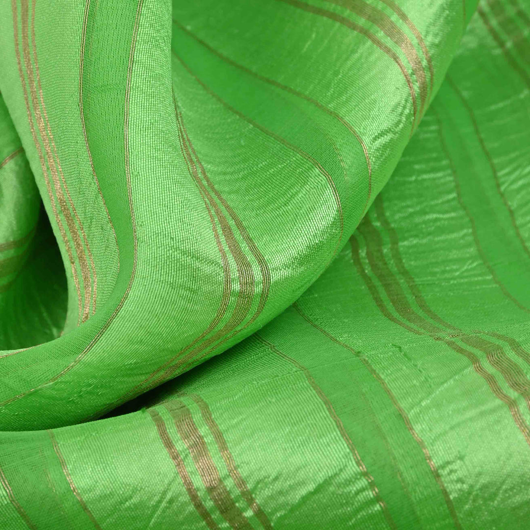 Mantis Green Upadda Fabric With Stripes Pattern