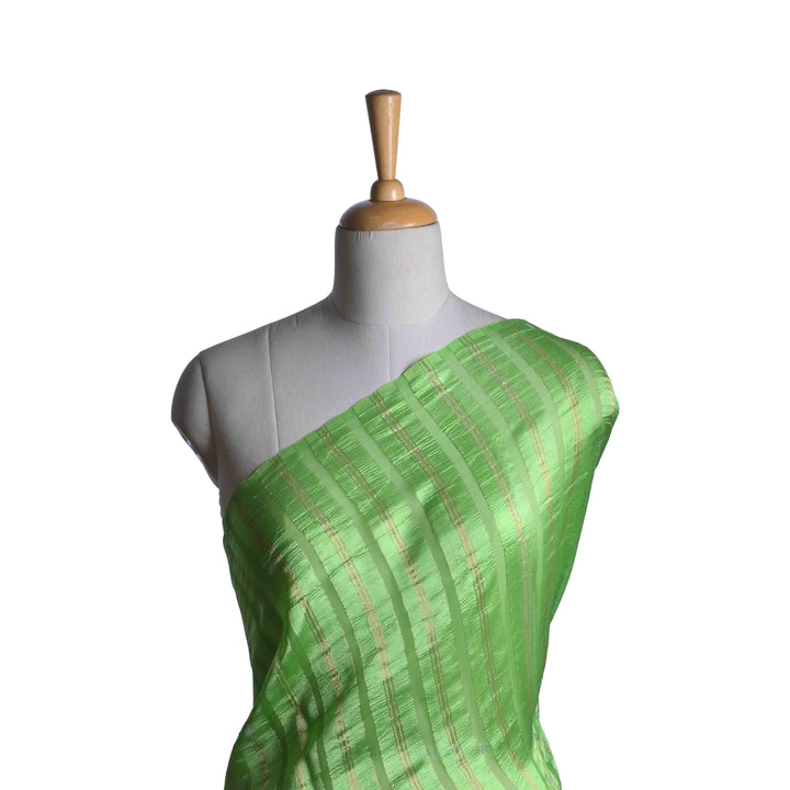 Mantis Green Upadda Fabric With Stripes Pattern