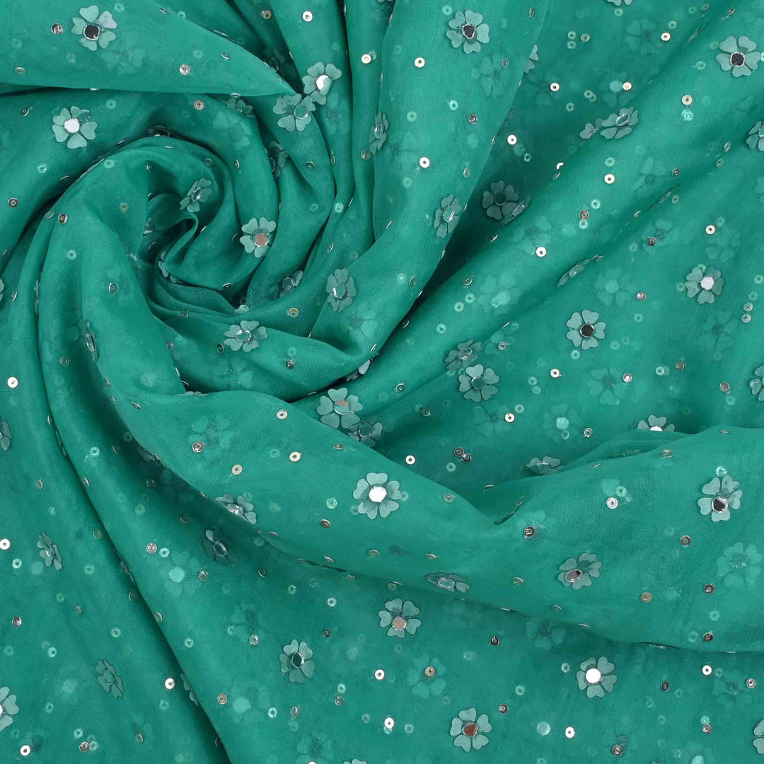Persian Green Embroidery Organza Fabric