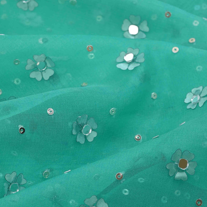 Persian Green Embroidery Organza Fabric