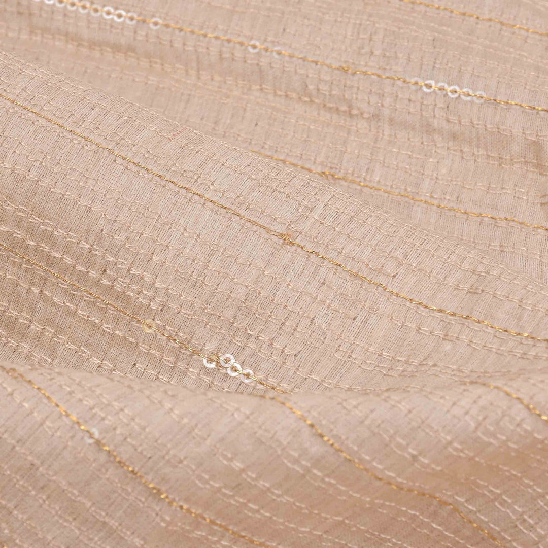Half White Tussar Embroidery Fabric