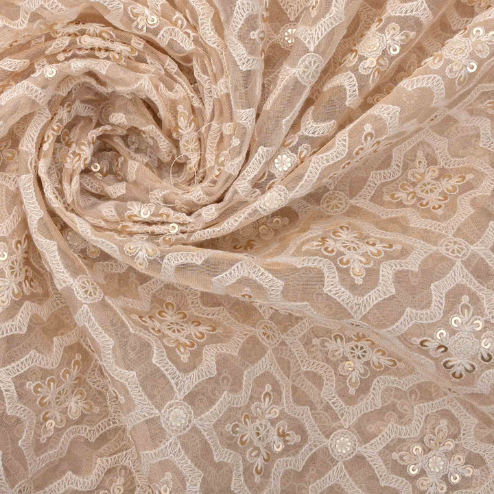 Albescent White Threadwork Embroidery Tissue Fabric