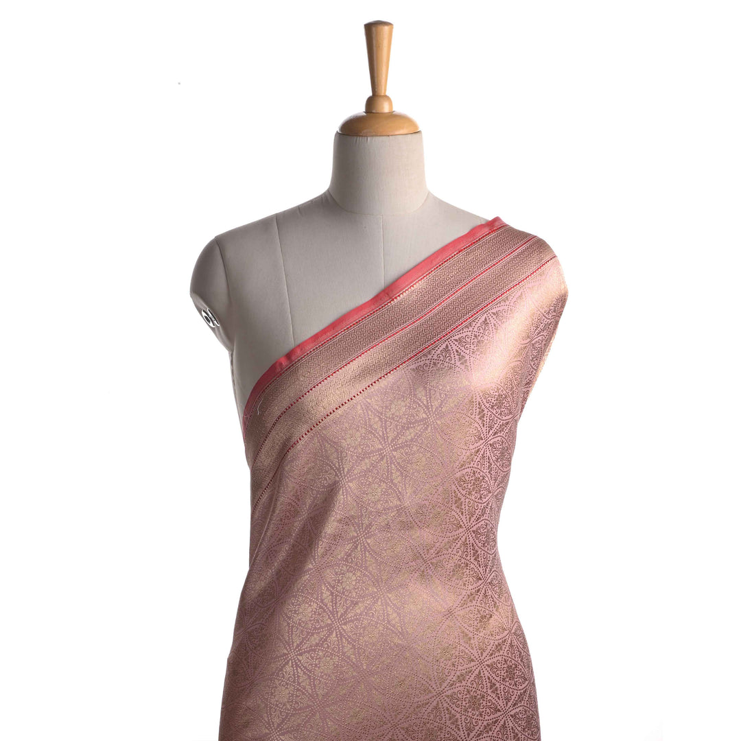 Blush Pink Banarasi Fabric With Geometrical Weaving