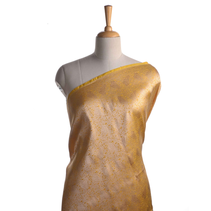 Marigold Yellow Banarasi Fabric With Floral Jaal Weaving