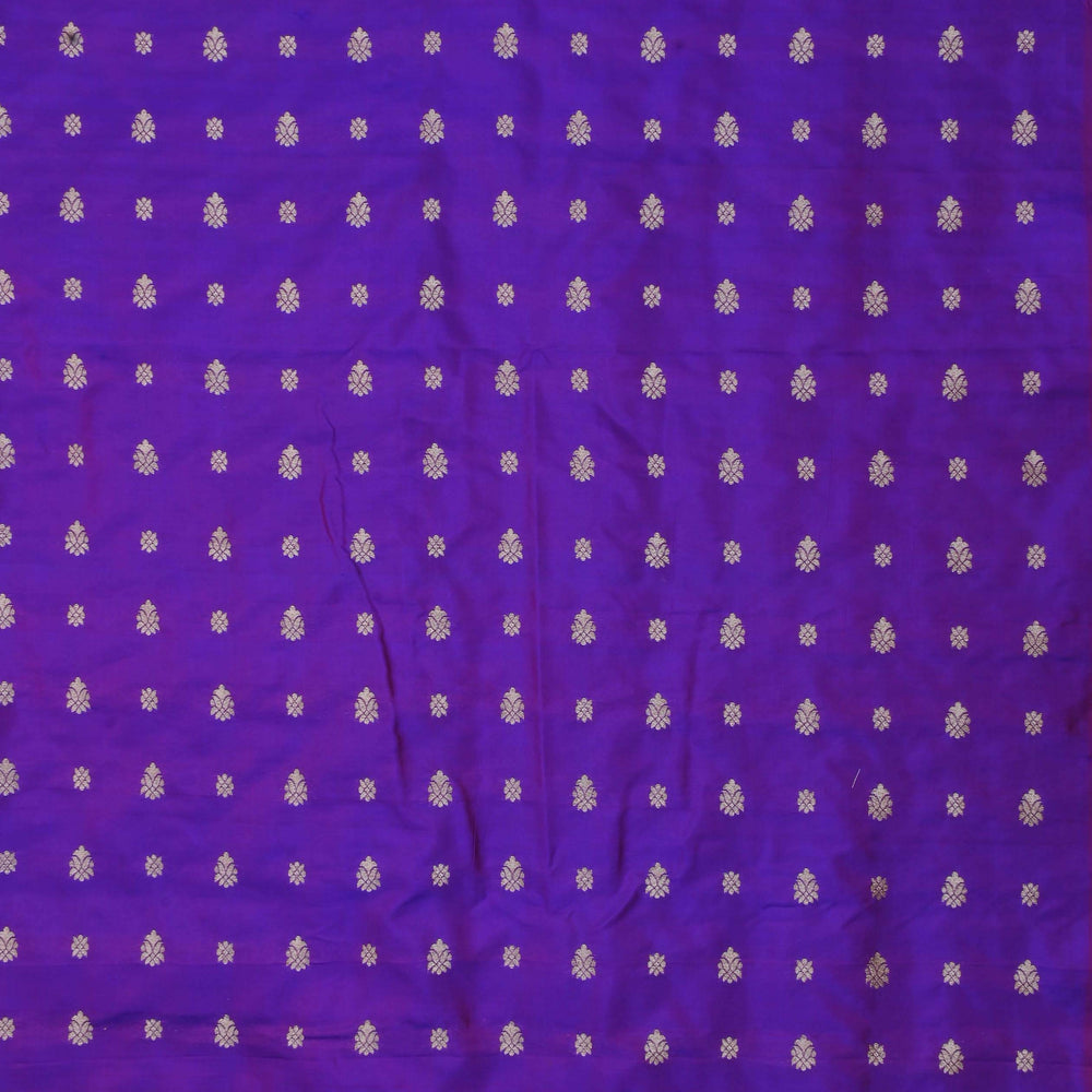 True Purple Banarasi Fabric With Floral Buttis