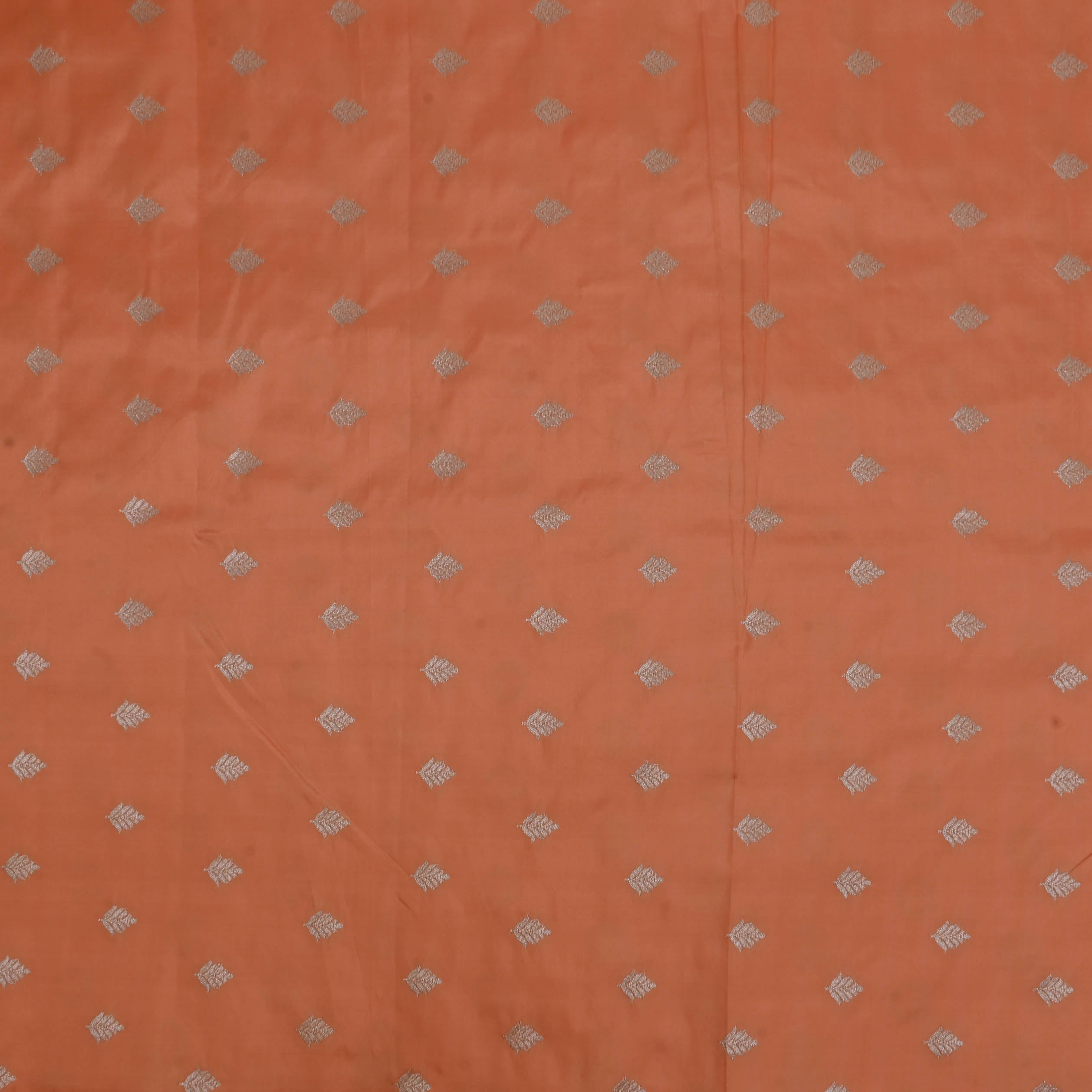 Coral Orange Banarasi Fabric With Floral Buttis