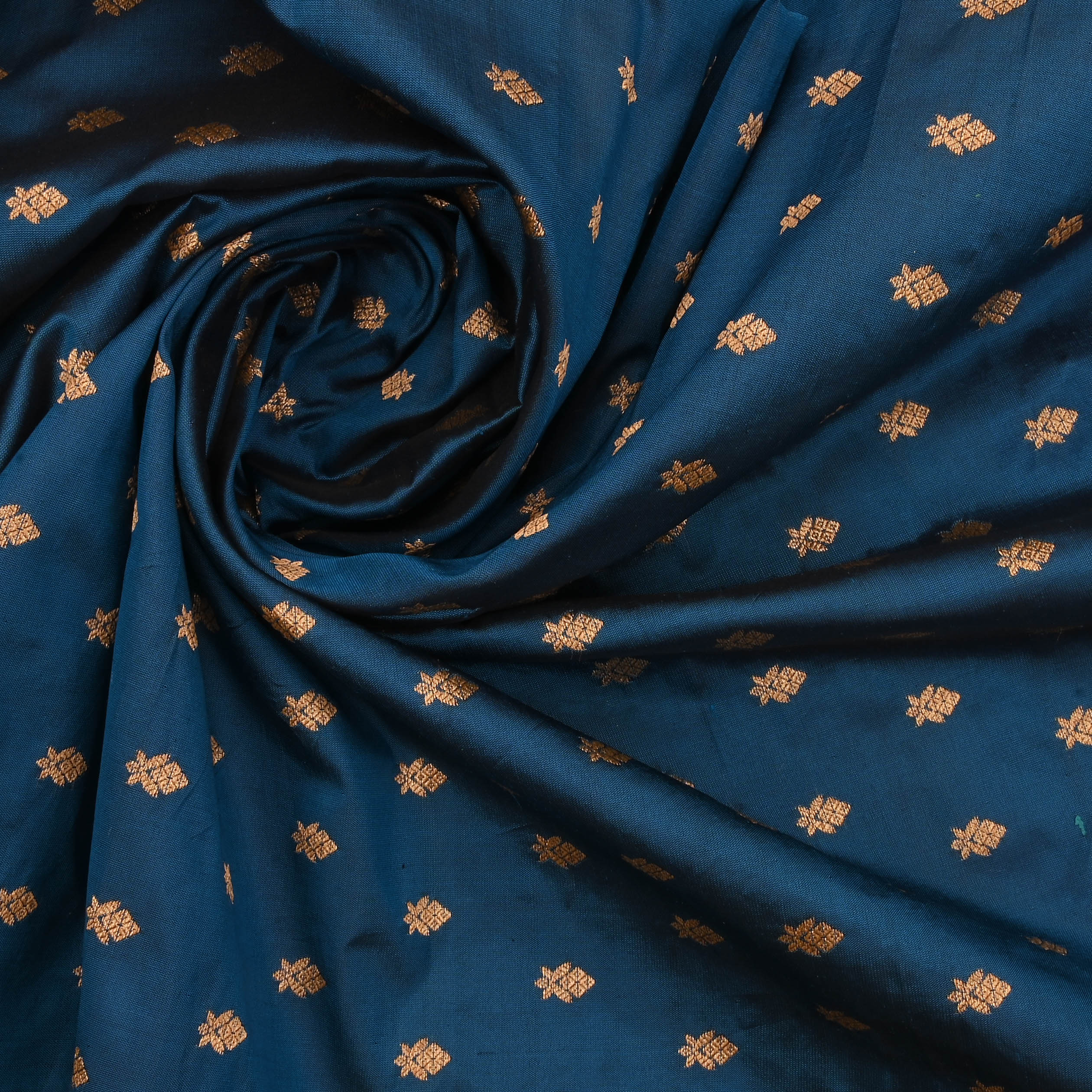 Lapis Blue Banarasi Fabric With Floral Buttis