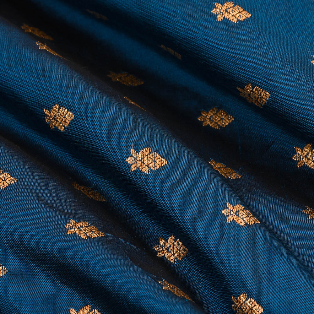 Lapis Blue Banarasi Fabric With Floral Buttis