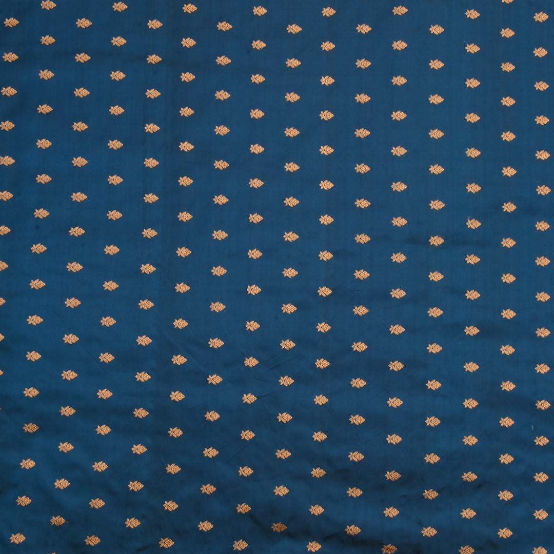 Lapis Blue Banarasi Fabric With Floral Buttis