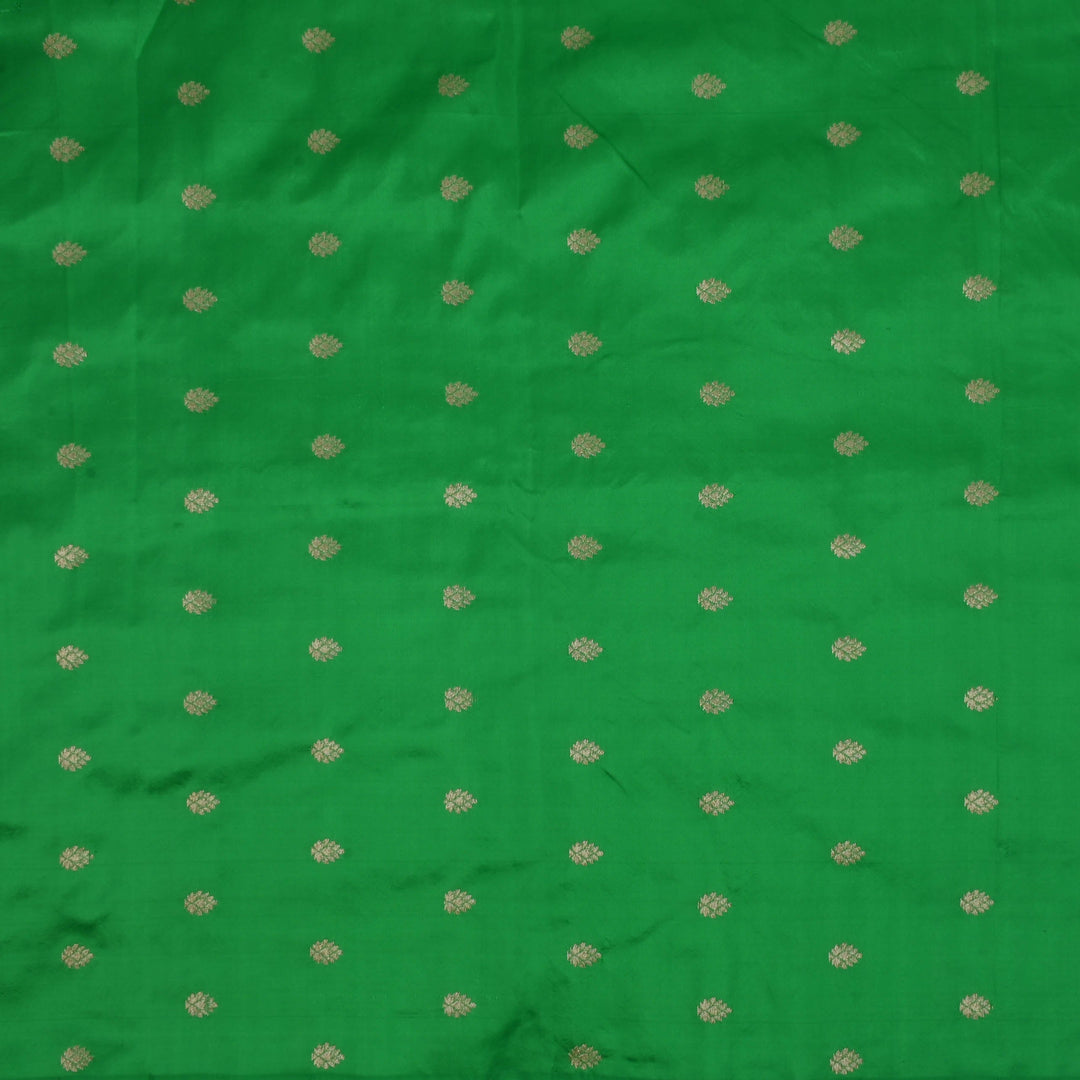 Emerald Green Banarasi Fabric With Floral Buttis