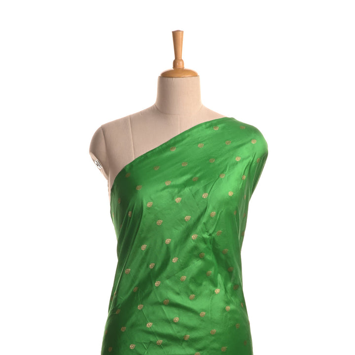 Emerald Green Banarasi Fabric With Floral Buttis