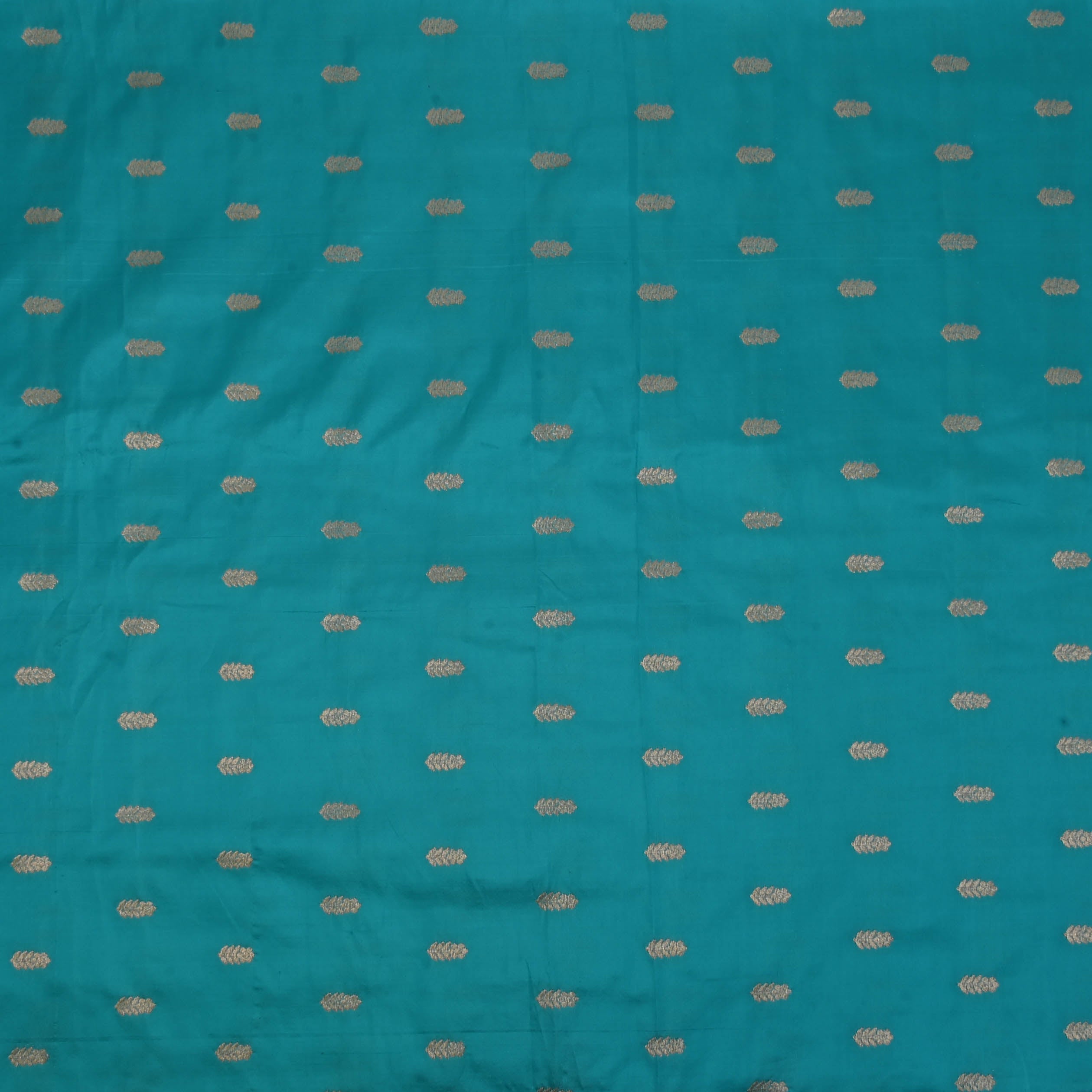 Munsell Blue Banarasi Fabric With Floral Buttis