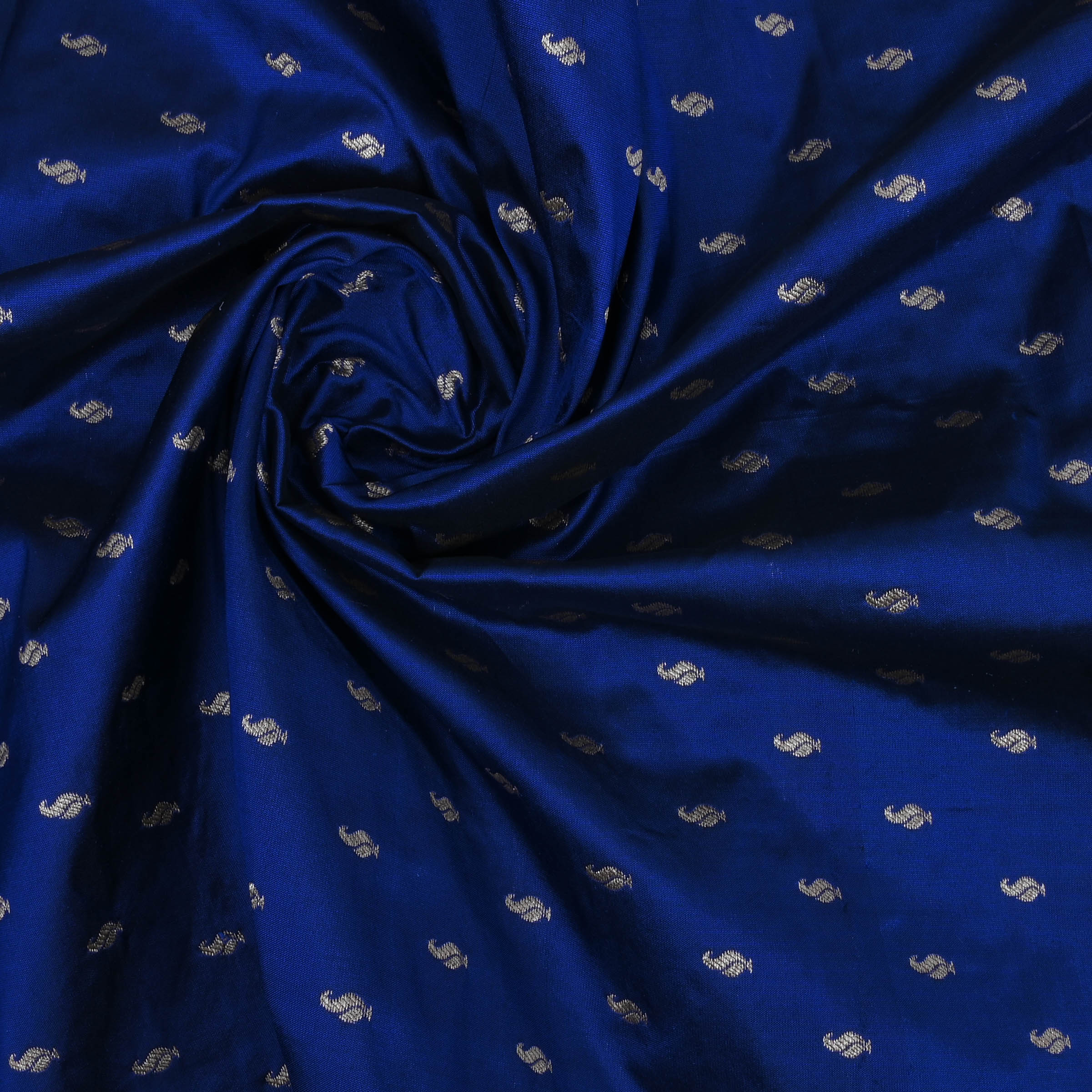 Royal Blue Banarasi Fabric With Floral Butti Weaving