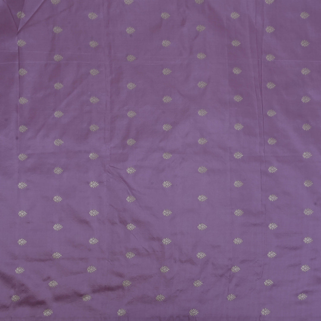 African Violet Banarasi Fabric With Floral Buttis