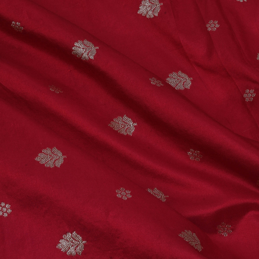Auburn Red Banarasi Fabric With Floral Buttis