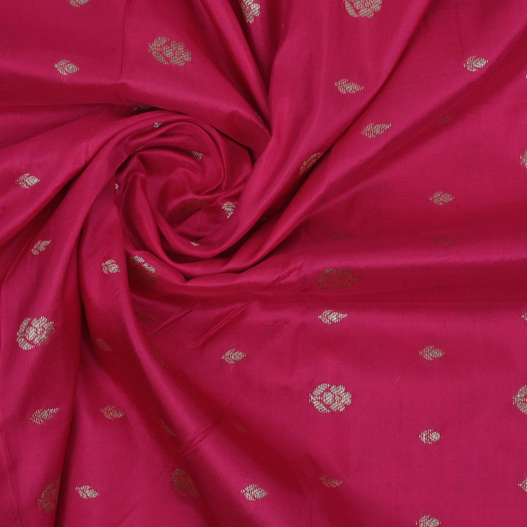 Rubine Red Banarasi Fabric With Floral Buttis