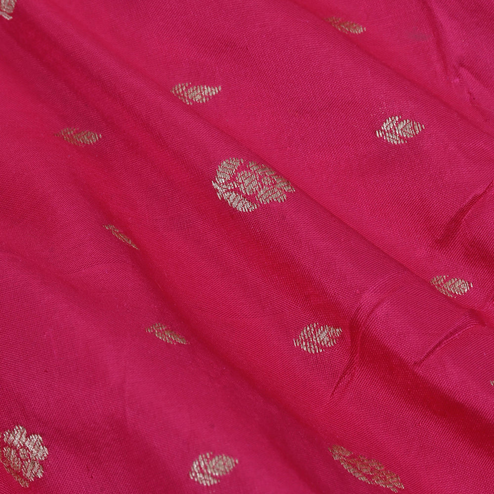 Rubine Red Banarasi Fabric With Floral Buttis