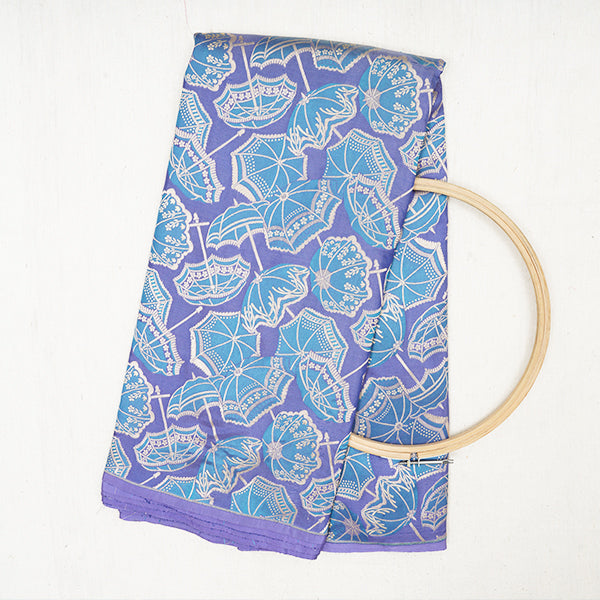 Pearl Violet Banarasi Silk Handloom Fabric With Floral Jaal Design