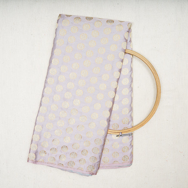 Pink Swan Color Banarasi Ektara Silk Handloom Fabric With Dot Motifs